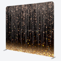 Aperturee - Aperturee Black Gold Bokeh Glitter Square Tension Backdrop