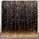 Aperturee - Aperturee Black Gold Bokeh Glitter Square Tension Backdrop