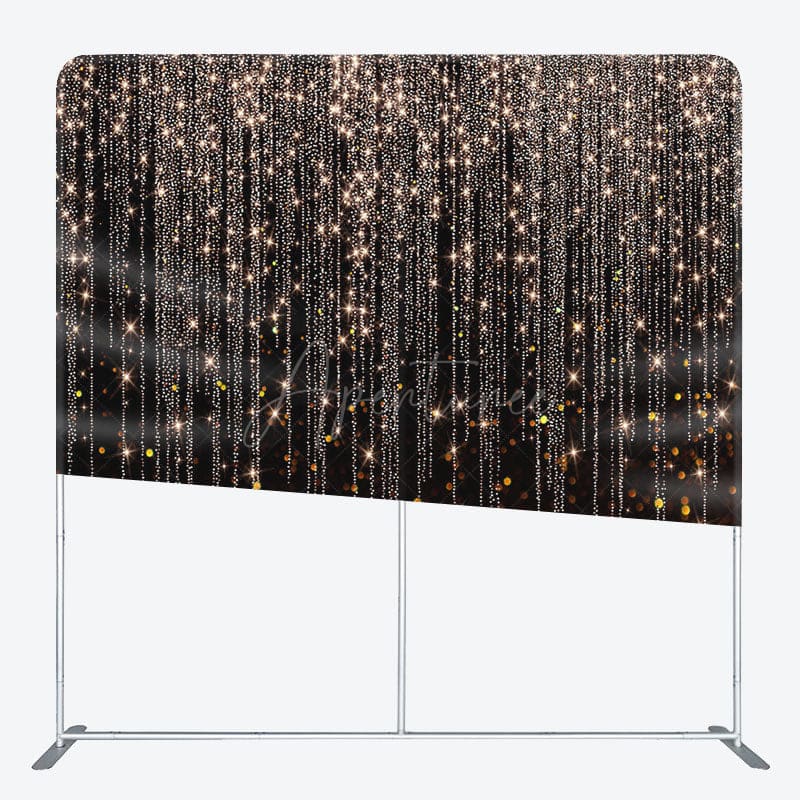 Aperturee - Aperturee Black Gold Bokeh Glitter Square Tension Backdrop