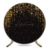 Aperturee - Aperturee Black Gold Bokeh Light Round Happy Birthday Backdrop