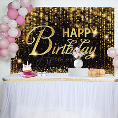Aperturee - Aperturee Black Gold Bokeh Vibe Lights Happy Birthday Backdrop