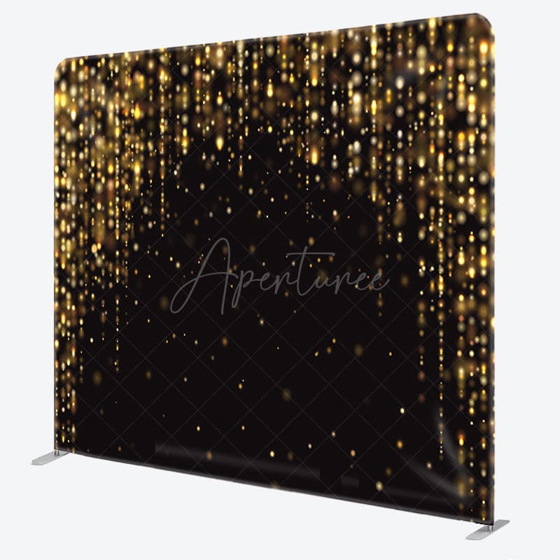 Aperturee - Aperturee Black Gold Glitter Bokeh Pillow Cover Backdrop
