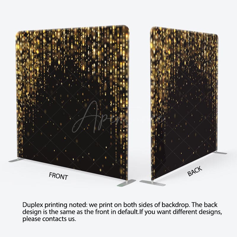 Aperturee - Aperturee Black Gold Glitter Bokeh Pillow Cover Backdrop