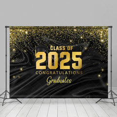 Aperturee - Aperturee Black Gold Glitter Congratulations Grad Backdrop