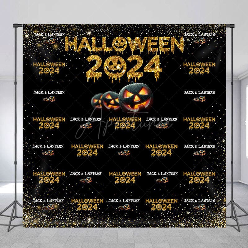 Aperturee - Aperturee Black Gold Glitter Custom Halloween 2024 Backdrop