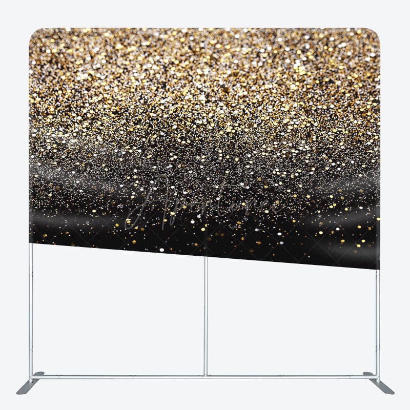 Aperturee - Aperturee Black Gold Glitter Dance Party Pillow Case Backdrop