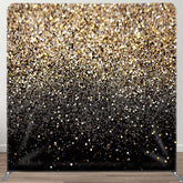 Aperturee - Aperturee Black Gold Glitter Dance Party Pillow Cover Backdrop