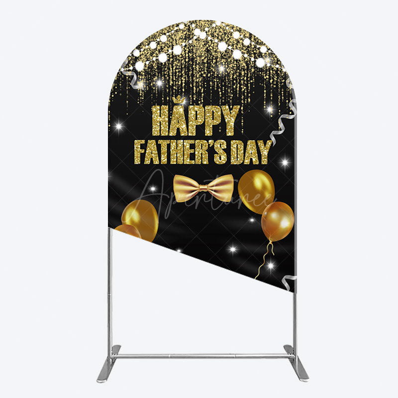 Aperturee - Aperturee Black Gold Glitter Happy Fathers Day Arch Backdrop