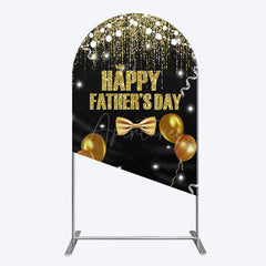 Aperturee - Aperturee Black Gold Glitter Happy Fathers Day Arch Backdrop