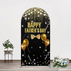 Aperturee - Aperturee Black Gold Glitter Happy Fathers Day Arch Backdrop