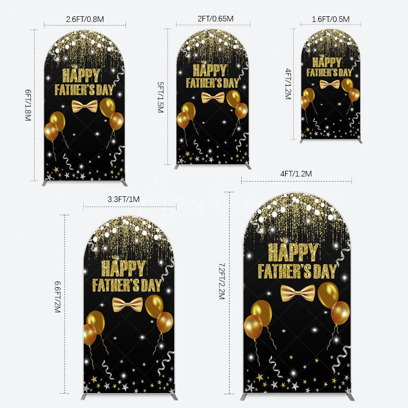 Aperturee - Aperturee Black Gold Glitter Happy Fathers Day Arch Backdrop