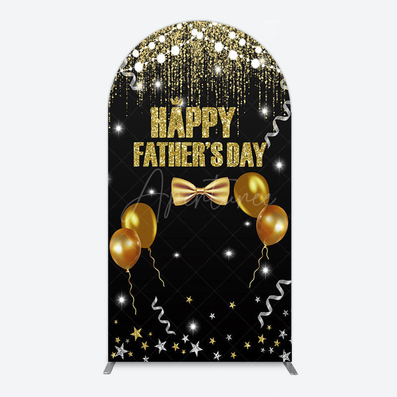 Aperturee - Aperturee Black Gold Glitter Happy Fathers Day Arch Backdrop