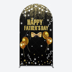 Aperturee - Aperturee Black Gold Glitter Happy Fathers Day Arch Backdrop