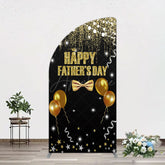 Aperturee - Aperturee Black Gold Glitter Happy Fathers Day Half Moon Arch Backdrop