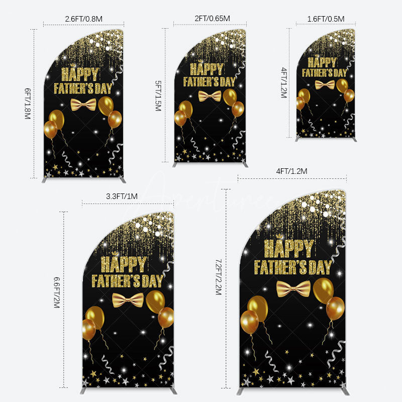 Aperturee - Aperturee Black Gold Glitter Happy Fathers Day Half Moon Arch Backdrop
