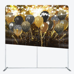 Aperturee - Aperturee Black Gold Glitter Lighted Pillow Case Backdrop