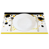 Aperturee - Aperturee Black Gold Glitter Mortarboard Set of 4 Placemats
