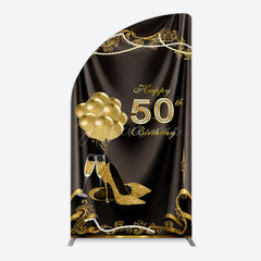 Aperturee - Aperturee Black Gold Highheels 50th Birthday Half Moon Arch Backdrop
