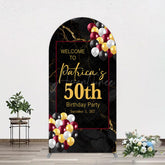 Aperturee - Aperturee Black Gold Marble Balloon 50th Birthday Arch Backdrop