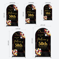 Aperturee - Aperturee Black Gold Marble Balloon 50th Birthday Arch Backdrop