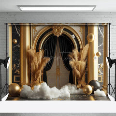 Aperturee - Aperturee Black Gold Marble Luxury Boho Palace Room Set Backdrop