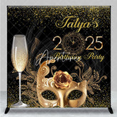 Aperturee - Aperturee Black Gold Mask Masquerade Custom Name Backdrop