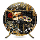 Aperturee - Aperturee Black Gold Mask Masquerade Round Dance Party Backdrop