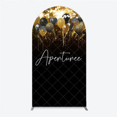 Aperturee - Aperturee Black Gold Silver Glitter Balloons Round Top Arch Backdrop Elegant Sparkling Celebration Party Decor