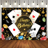 Aperturee - Aperturee Black Gold Sparkle Casino Happy Birthday Backdrop
