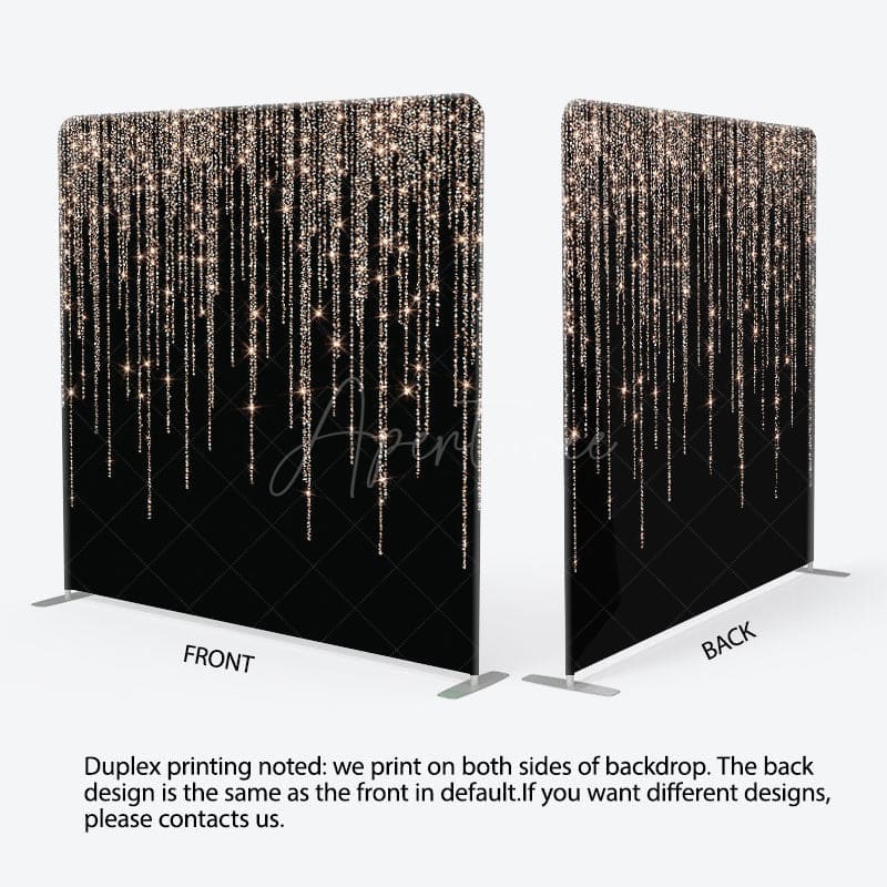 Aperturee - Aperturee Black Gold Sparkle Glitter Square Tension Backdrop