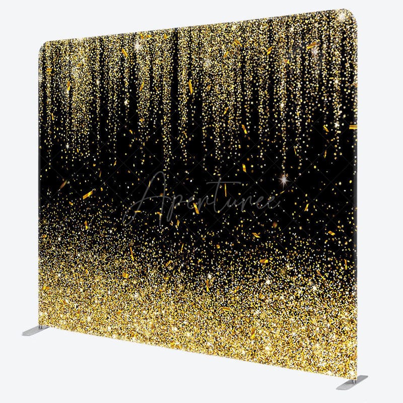 Aperturee - Aperturee Black Gold Sparkle Party Square Double-Sided Backdrop