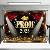 Aperturee - Aperturee Black Gold Stars Prom 2025 Graduation Party Backdrop