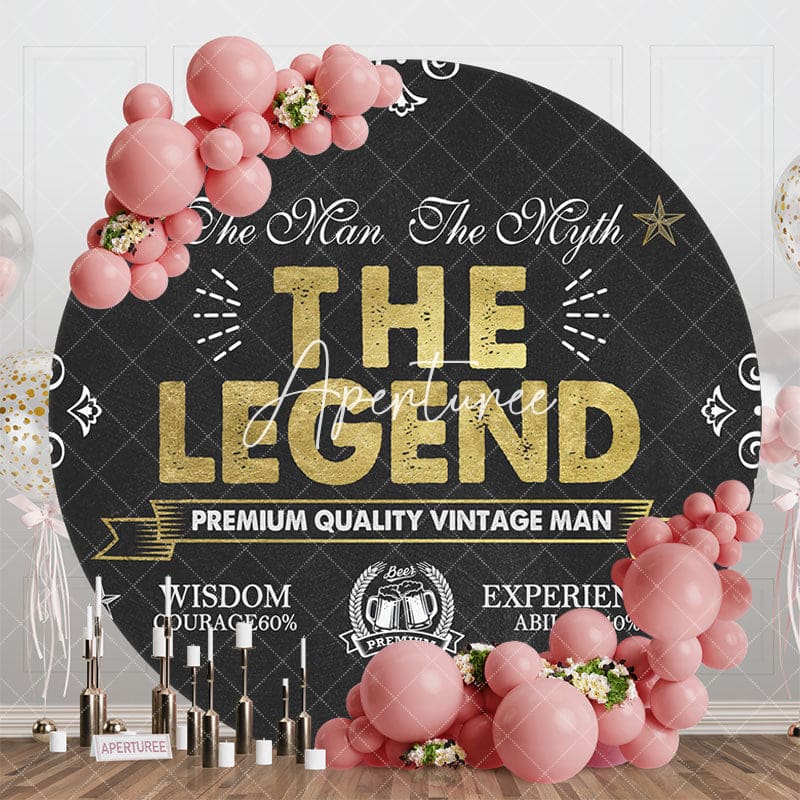 Aperturee - Aperturee black gold the legend man round birthday backdrop