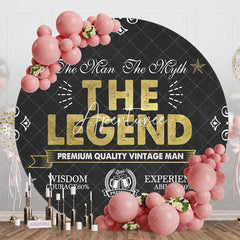 Aperturee - Aperturee black gold the legend man round birthday backdrop