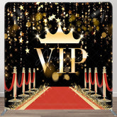 Aperturee - Aperturee Black Gold Vip Carpet Party Square Tension Backdrop