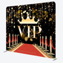 Aperturee - Aperturee Black Gold Vip Carpet Party Square Tension Backdrop