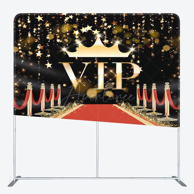 Aperturee - Aperturee Black Gold Vip Carpet Party Square Tension Backdrop