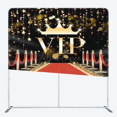 Aperturee - Aperturee Black Gold Vip Carpet Party Square Tension Backdrop