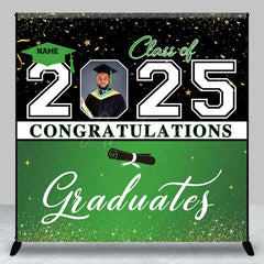 Aperturee - Aperturee Black Green Custom Name Photo Graduation Backdrop