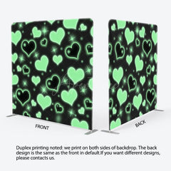 Aperturee - Aperturee Black Green Sprakle Hearts Square Tension Backdrop