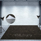 Aperturee - Aperturee Black Grey Retro Wood Fabric Floor Backdrop For Photo