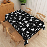 Aperturee - Aperturee Black Halloween Rectangle Tablecloth with Cute Ghost Pattern for Spooky Kids Party and Holiday Decorations