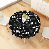 Aperturee - Aperturee Black Halloween Round Tablecloth with Jack-o’-Lanterns and Spiderwebs for Gothic Spooky Decor
