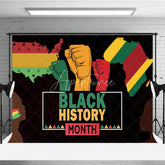 Aperturee - Aperturee Black History Month Backdrop Power and Unity Fist with USA and Africa Map Background Pan-African Heritage Celebration