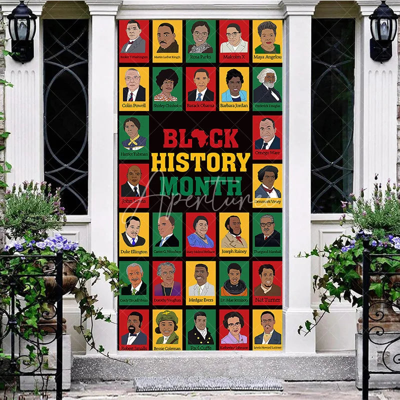 Aperturee - Aperturee Black History Month Door Cover African American Leaders Hero Portrait Party Decoration Education School History Banner