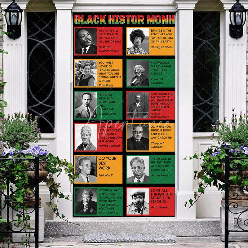 Aperturee - Aperturee Black History Month Door Cover Famous Quotes Civil Rights Leader Party Decoration African American Hero Portrait