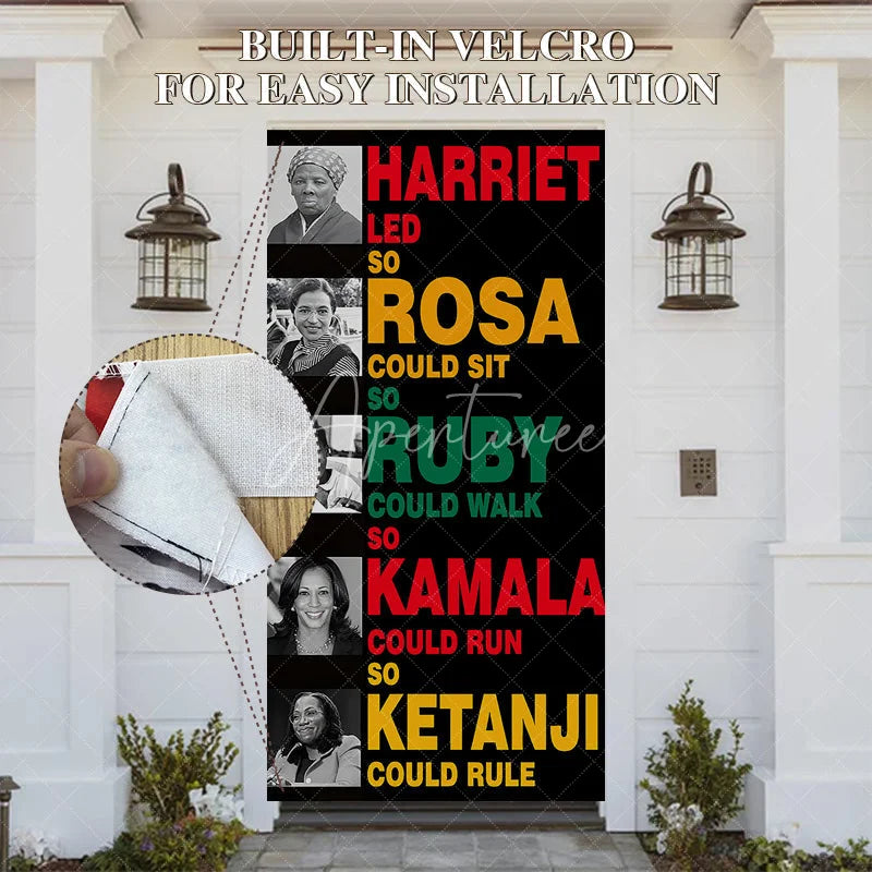 Aperturee - Aperturee Black History Month Door Cover Inspirational Women Civil Rights Leader Party Decoration Harriet Rosa Ruby Kamala