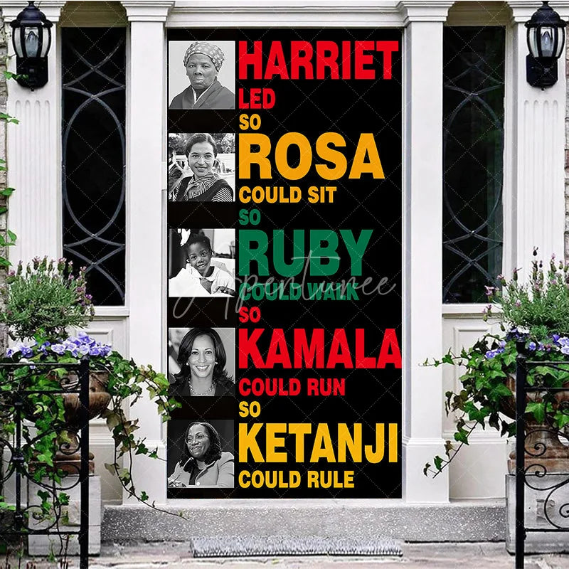 Aperturee - Aperturee Black History Month Door Cover Inspirational Women Civil Rights Leader Party Decoration Harriet Rosa Ruby Kamala