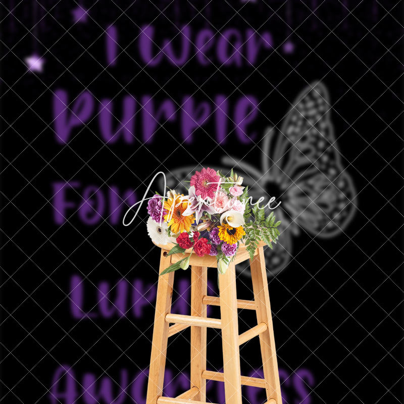 Aperturee - Aperturee Black I Wear Purple For Lupus Awareness Backdrop