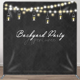 Aperturee - Aperturee Black Lighted Backyard Party Square Tension Backdrop